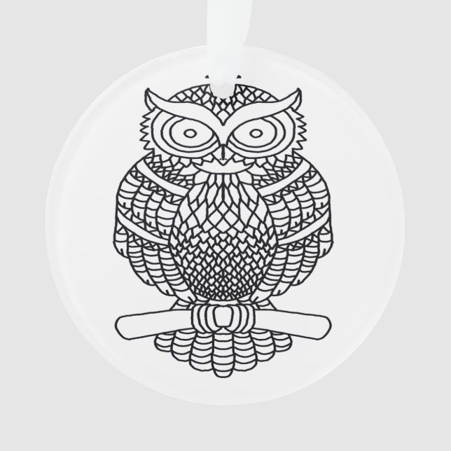 Hibou (blanc) - Ornement en acrylique (devant)