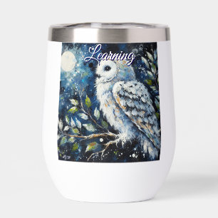 Hibou blanc sur une branche au clair de lune perso