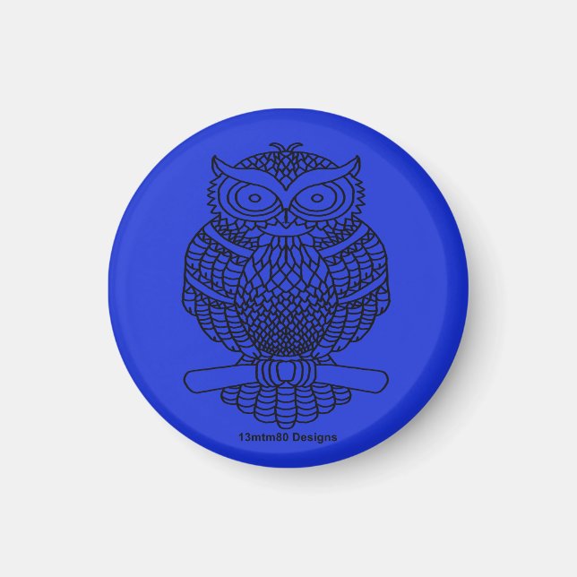 Hibou (bleu foncé) - Aimant (Devant)
