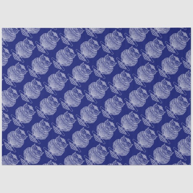 Hibou (bleu foncé) - Papier de soie (Recto)