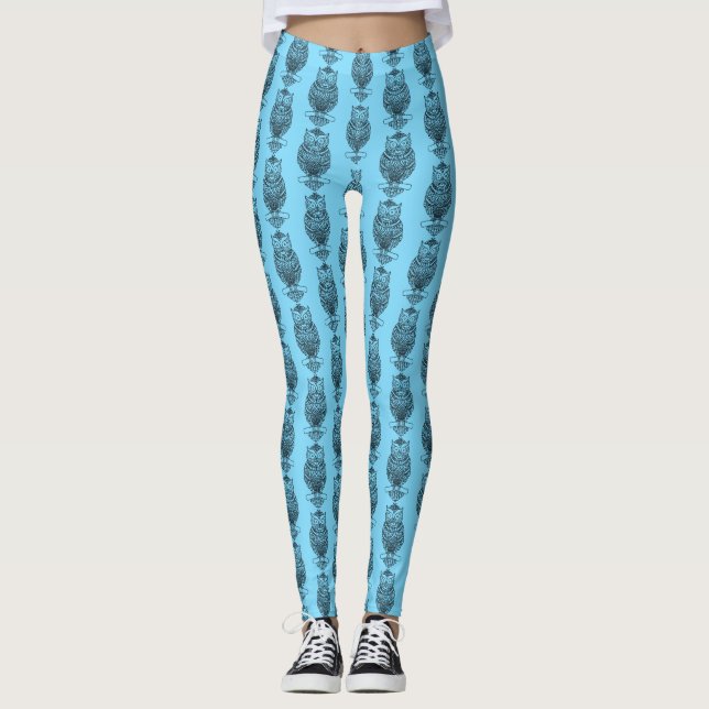 Hibou (bleu) - Leggings (Devant)