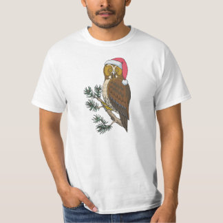 hibou dans le T-shirt de casquette de Noël