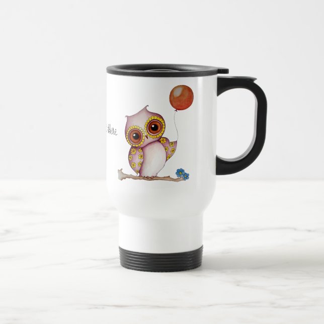 Hibou de bébé avec la tasse personnalisable de (Droite)