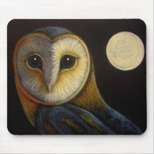 HIBOU de GRANGE avec le TAPIS DE SOURIS de