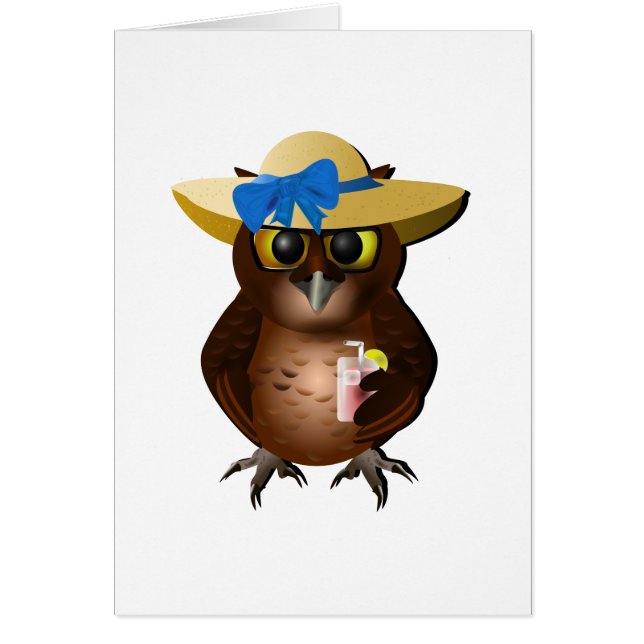 Hibou d'été avec le casquette et la boisson (Devant)