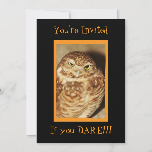 Hibou d'une bonne invitation de Halloween de noir (Devant)