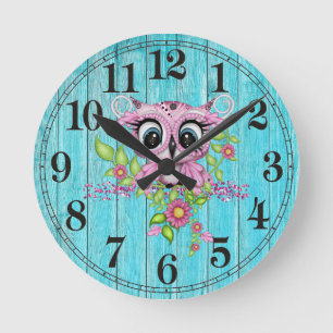 Hibou élégant Horloge murale ronde Mason