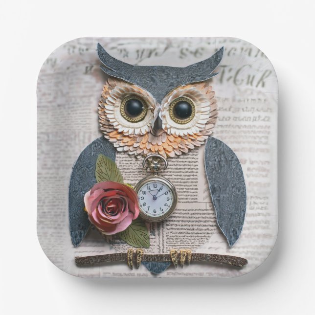 Hibou en papier assiette en papier (Recto)