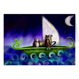 hibou et la carte de comptine de minou