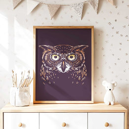 Hibou | Impression murale de hibou d'animal de for