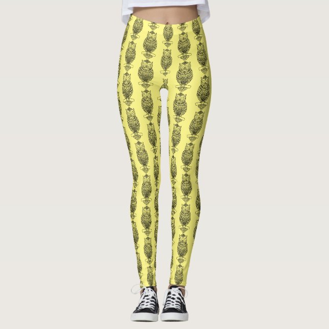 Hibou (jaune) - Leggings (Devant)