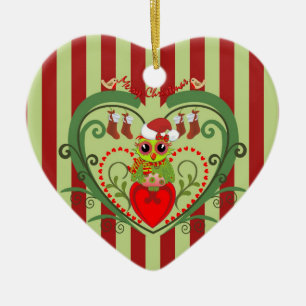 Hibou mignon de bande dessinée en ornement de Noël