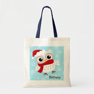 Hibou mignon de neige dans le sac fourre-tout à
