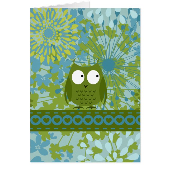 Hibou mignon sur le ruban de coeur avec le motif (Devant)