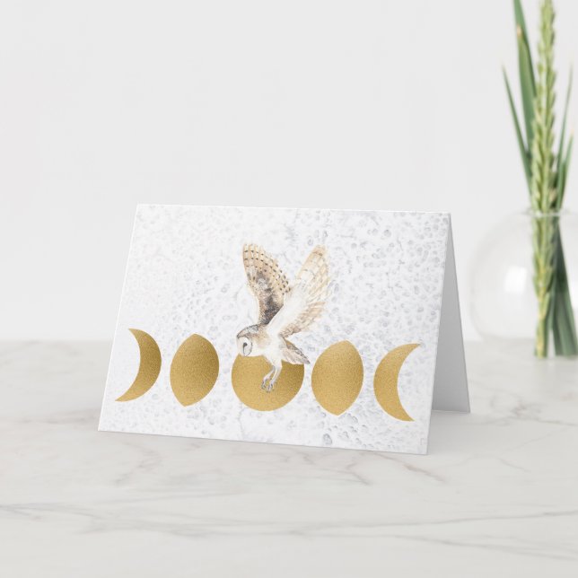 Hibou Moon Phases Esbat Carte de voeux (Devant)