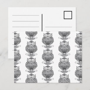 Hibou (motif blanc) - Carte postale