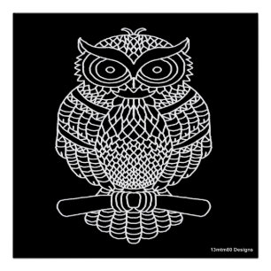 Hibou (noir) - Affiche imprimée