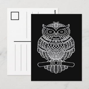Hibou (noir) - Carte postale