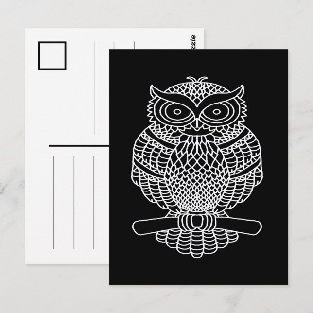 Hibou (noir) - Carte postale (Devant / Derrière)