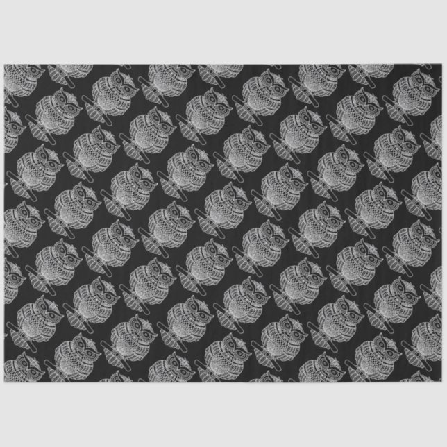 Hibou (noir) - Papier de soie (Recto)