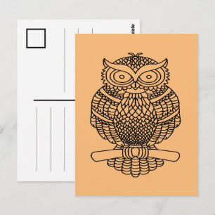 Hibou (orange) - Carte postale