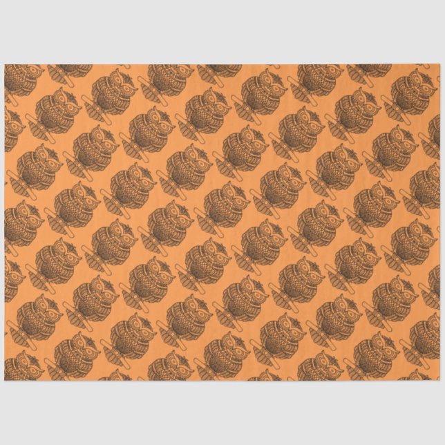 Hibou (orange) - Papier de soie (Recto)