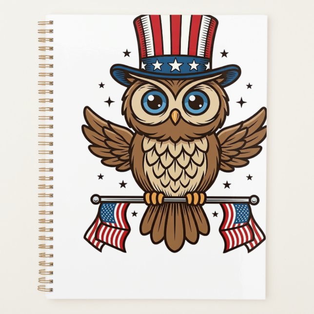 Hibou patriotique Gravure vintage Graphique_1 (Devant)