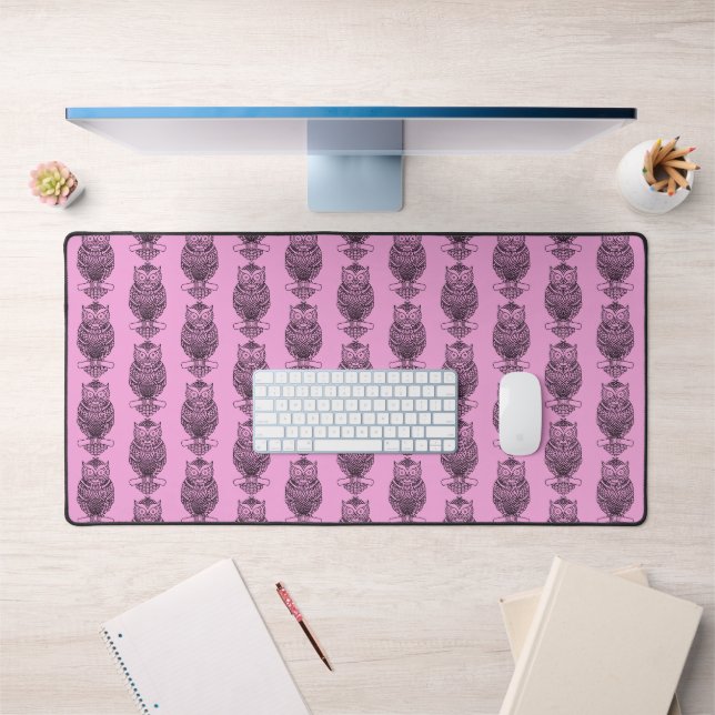 Hibou (rose) - Tapis de bureau (Bureau 1)