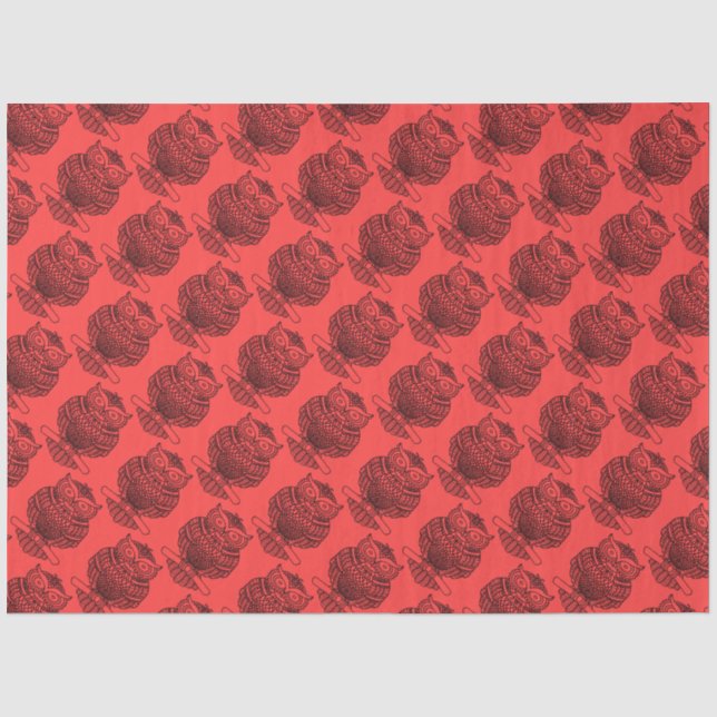 Hibou (rouge) - Papier de soie (Recto)