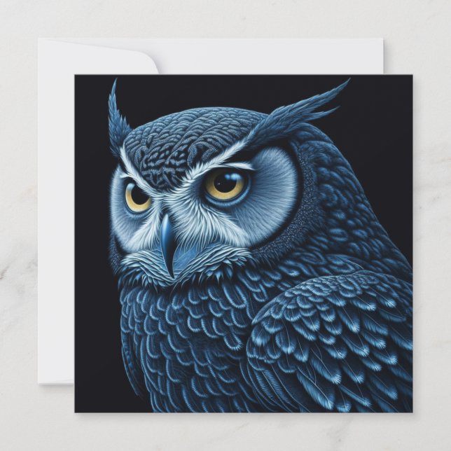 Hibou Sérieux Bleu et Noir  (Devant)
