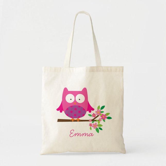 Hibou sur un sac personnalisé par branche (Devant)