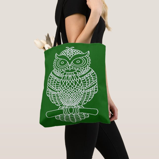 Hibou (vert foncé) - Sac fourre-tout (De près)