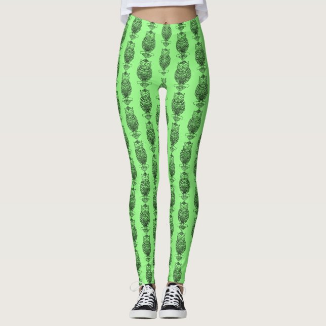 Hibou (vert) - Leggings (Devant)