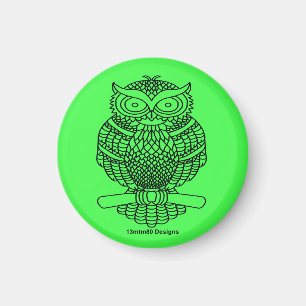 Hibou (vert néon) - Aimant