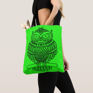 Hibou (vert néon) - Sac fourre-tout