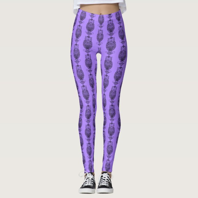 Hibou (violet) - Leggings (Devant)