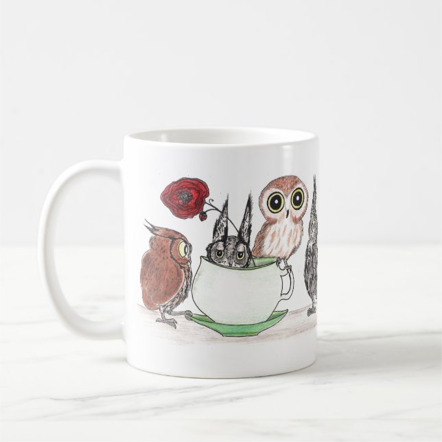 Hiboux à l'heure du thé - tasse (Gauche)