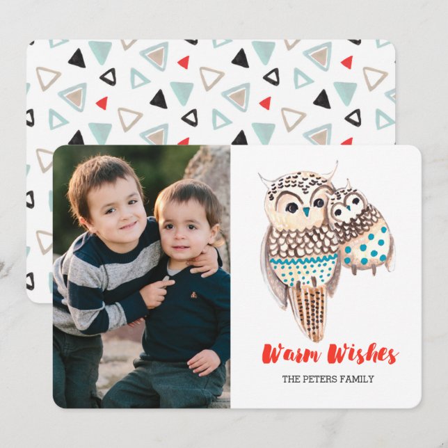 Hiboux de Noël | Cartes d'invitation photo (Devant / Derrière)