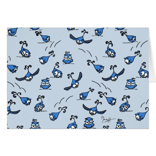 Hiboux espiègles de bébé sur le bleu (Devant Horizontal)