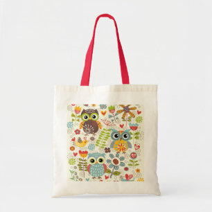 Hiboux et sac fourre-tout colorés à fleurs
