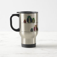 Hiboux sur la tasse de voyage de fil