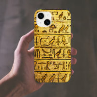 Hiéroglyphes égyptien ancien jaune iPhone 14 Coque