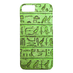 Hiéroglyphes égyptiens anciens coque iphone vert