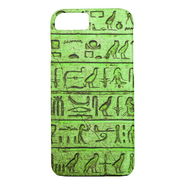 Hiéroglyphes égyptiens anciens coque iphone vert (Dos)