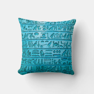 Hiéroglyphes égyptiens anciens - Coussin Carré ble