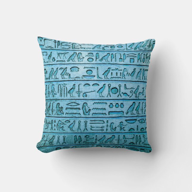 Hiéroglyphes égyptiens anciens - Coussin Carré ble (Recto)
