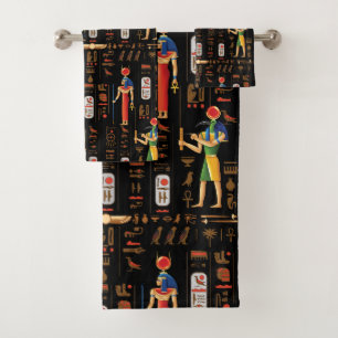Hiéroglyphes et divinités de l'Égypte d'or sur le