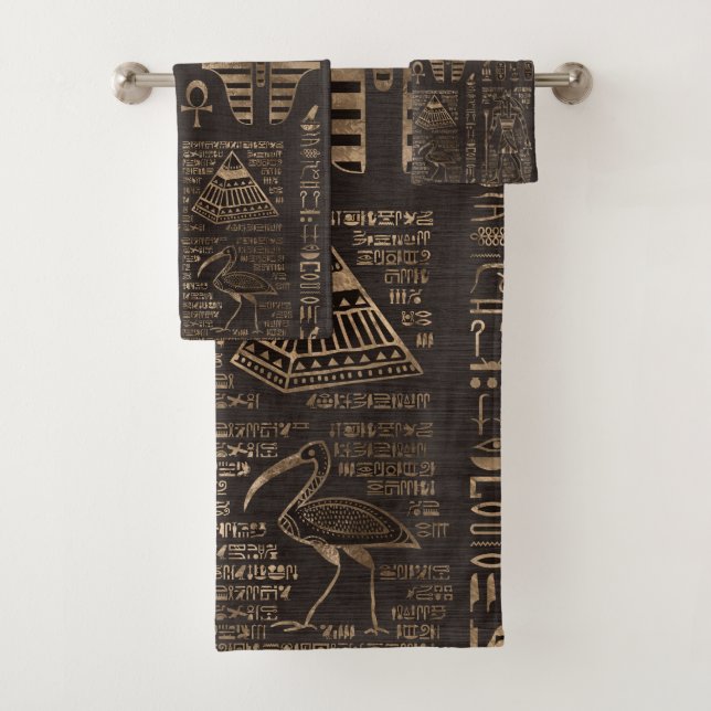 Hiéroglyphes et divinités égyptiens - or sur le (En situation)