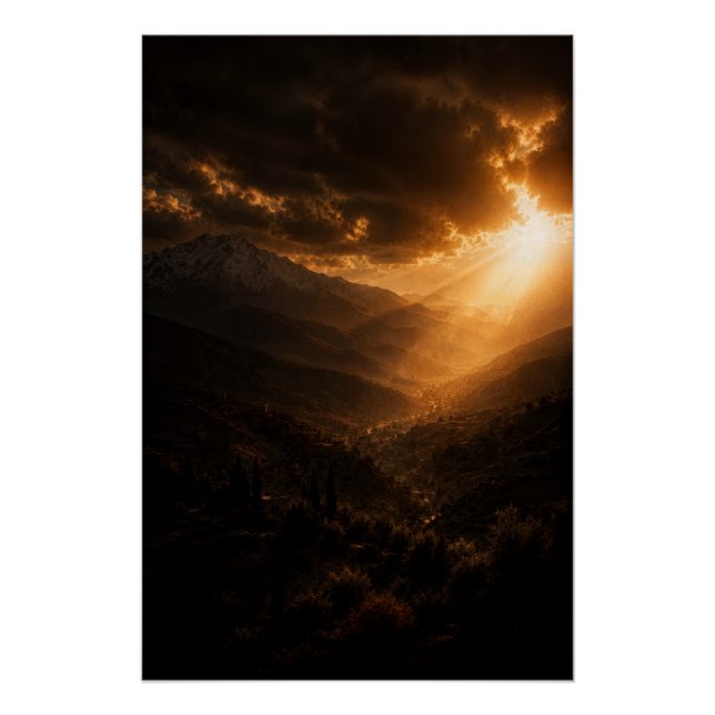 High Atlas Mountains Sunburst Poster (Devant)