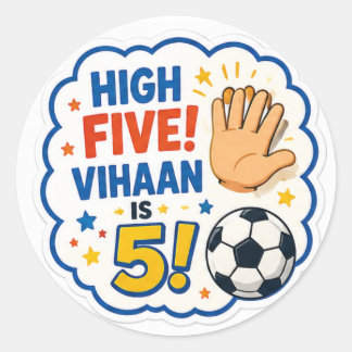 High Five ! Vihaan a 5 ans Autocollant pour fête d